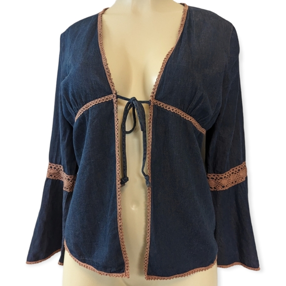 Y2K Bell Sleeve Tie Front Cardigan - Picture 4 of 11